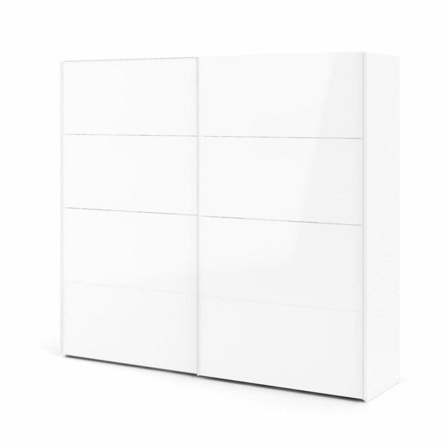 TVILUM Firenze Kleiderschrank, m. 2 Schiebetüren - weiße Folie und Spanplatte