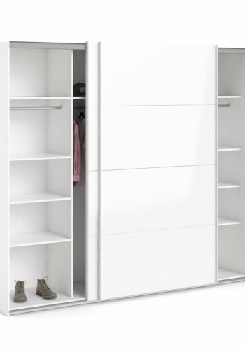 TVILUM Firenze Kleiderschrank, m. 2 Schiebet�ren - wei�e Folie und Spanplatte