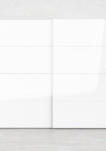 TVILUM Firenze Kleiderschrank, m. 2 Schiebetüren - weiße Folie und Spanplatte