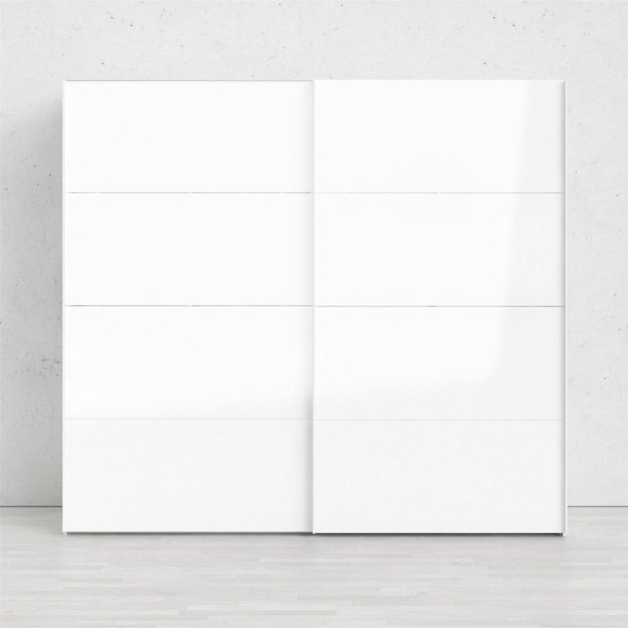 TVILUM Firenze Kleiderschrank, m. 2 Schiebetüren - weiße Folie und Spanplatte