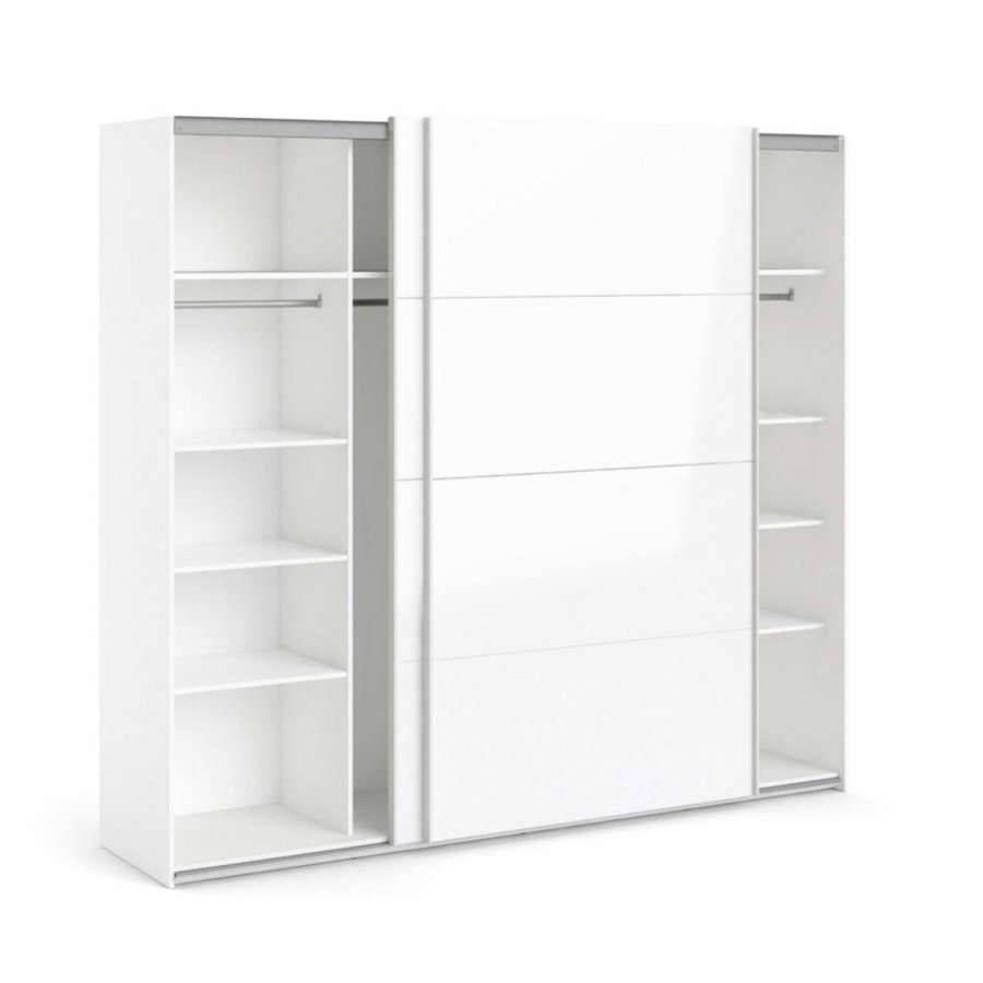 TVILUM Firenze Kleiderschrank, m. 2 Schiebetüren - weiße Folie und Spanplatte