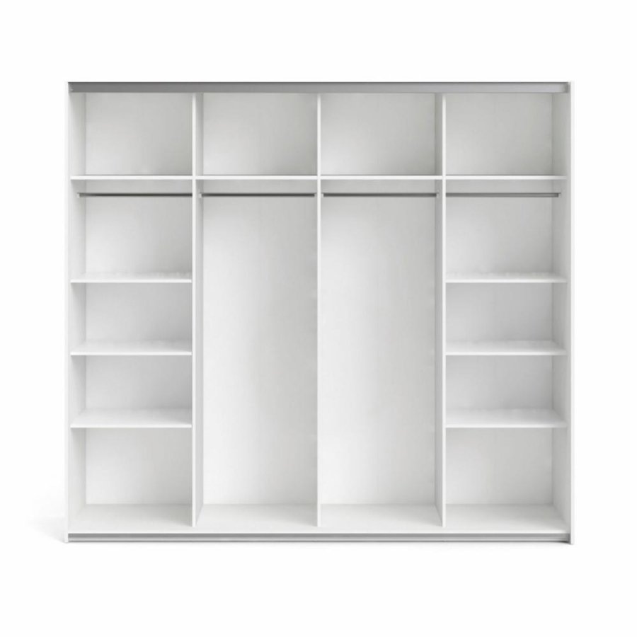 TVILUM Firenze Kleiderschrank, m. 2 Schiebetüren - weiße Folie und Spanplatte