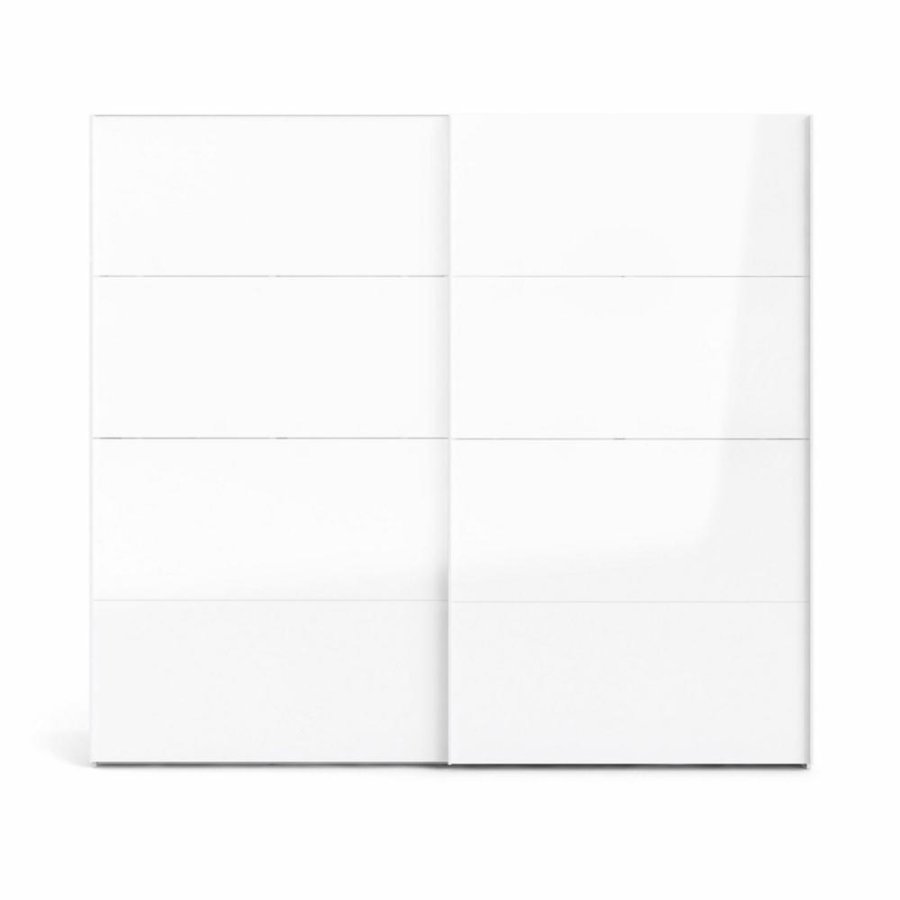 TVILUM Firenze Kleiderschrank, m. 2 Schiebetüren - weiße Folie und Spanplatte