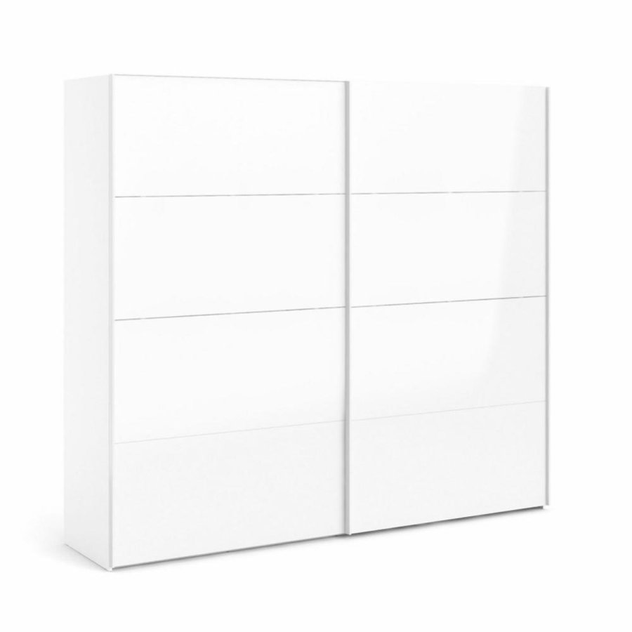 TVILUM Firenze Kleiderschrank, m. 2 Schiebetüren - weiße Folie und Spanplatte