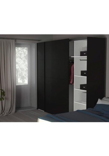 TVILUM Firenze garderobe, m. 2 skyvedrer - sort folie og sponplater