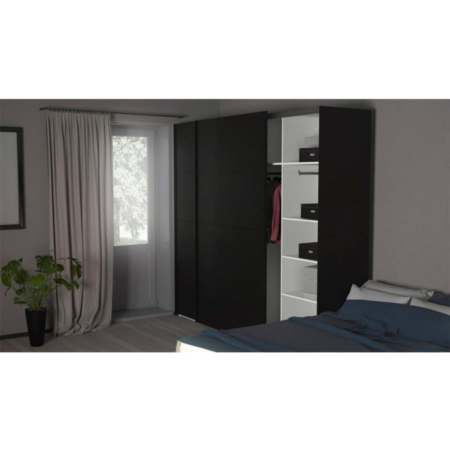 TVILUM Firenze garderobe, m. 2 skyvedrer - sort folie og sponplater