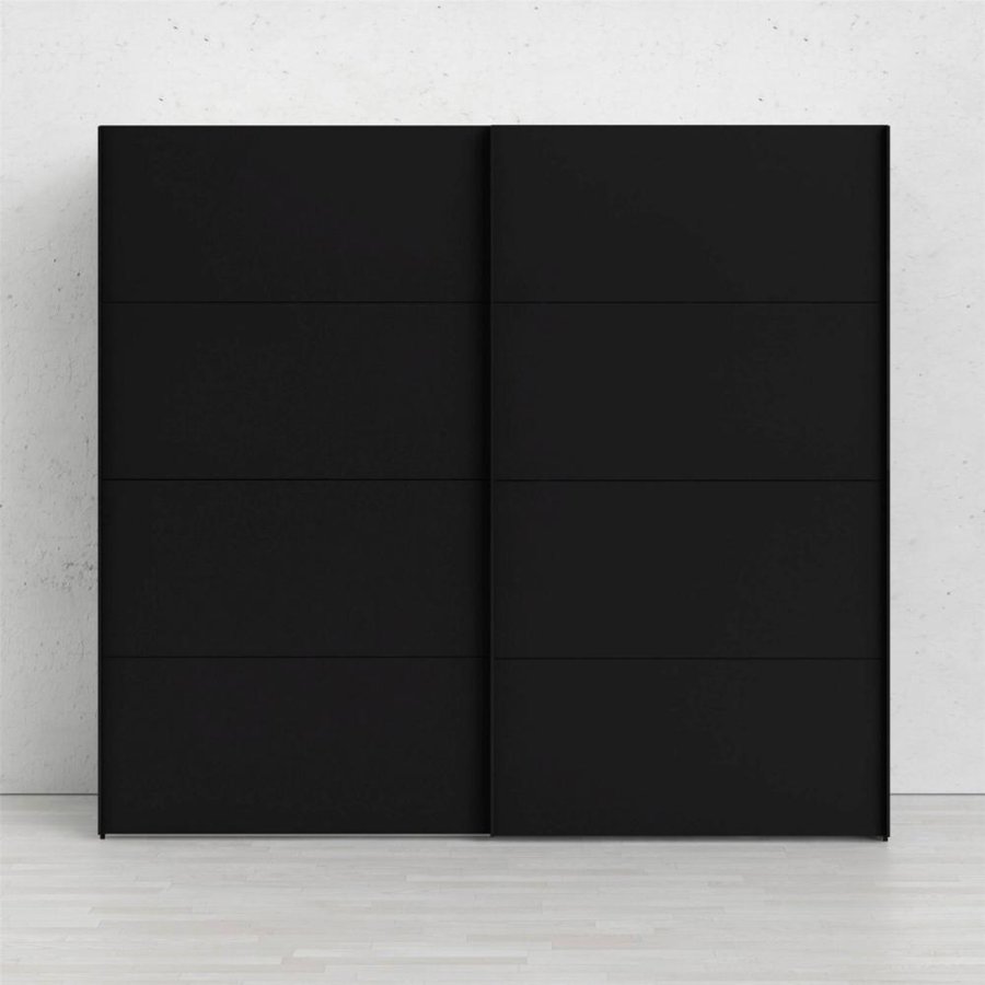 TVILUM Firenze garderobe, m. 2 skyvedrer - sort folie og sponplater