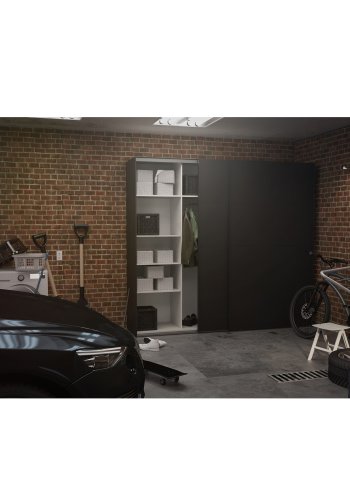 TVILUM Firenze garderobe, m. 2 skyvedrer - sort folie og sponplater