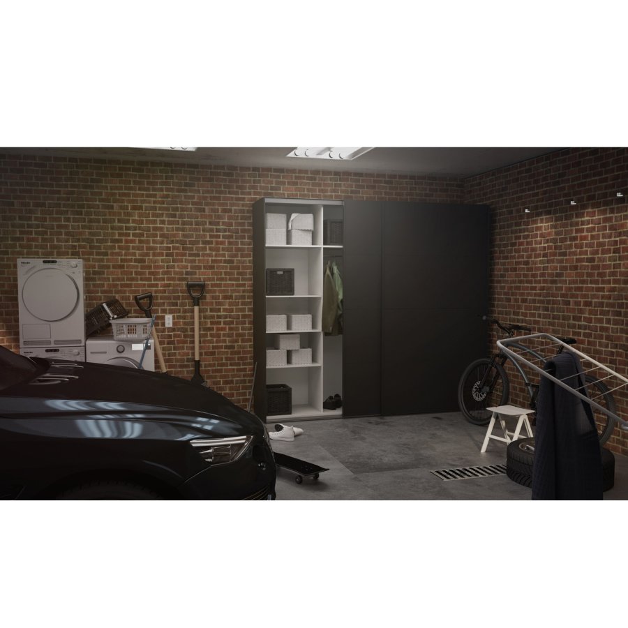 TVILUM Firenze garderobe, m. 2 skyvedrer - sort folie og sponplater