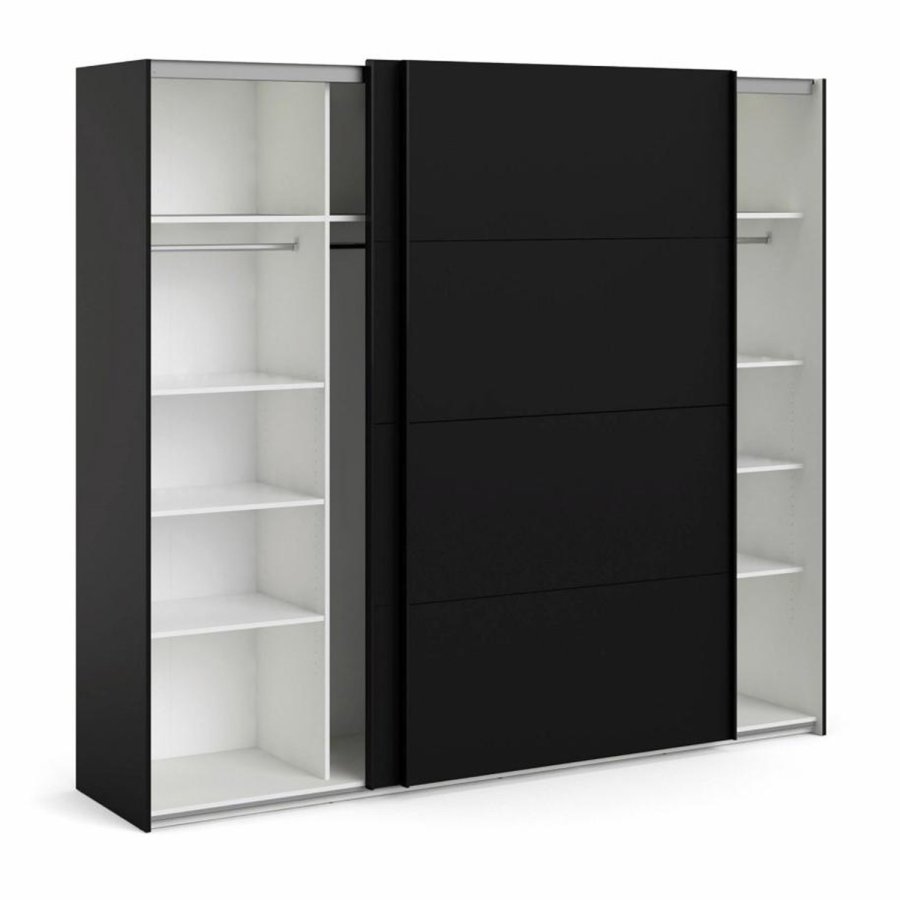 TVILUM Firenze garderobe, m. 2 skyvedrer - sort folie og sponplater