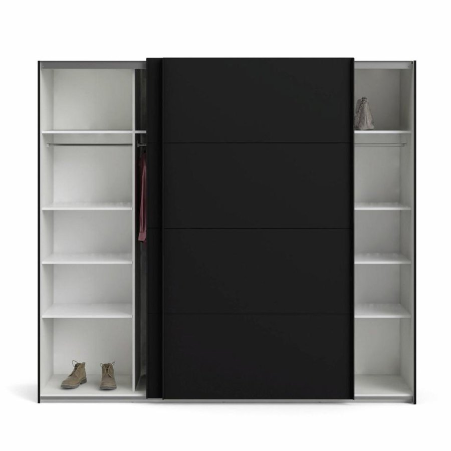 TVILUM Firenze garderobe, m. 2 skyvedrer - sort folie og sponplater