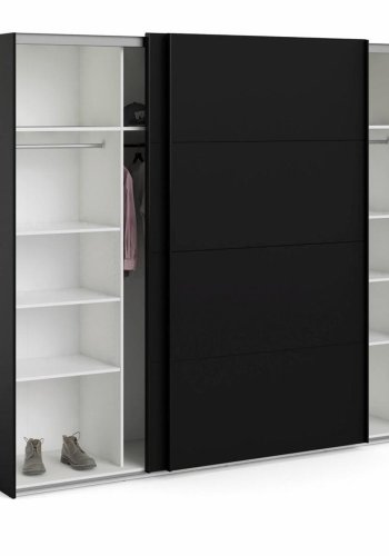 TVILUM Firenze garderobe, m. 2 skyvedrer - sort folie og sponplater