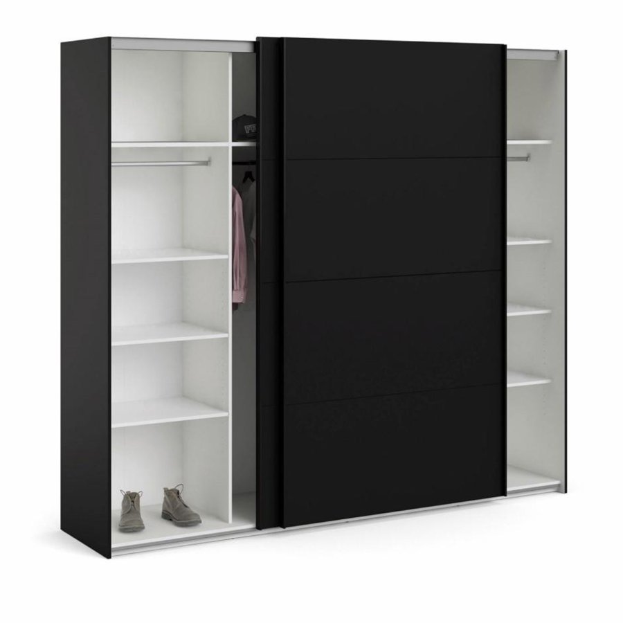TVILUM Firenze garderobe, m. 2 skyvedrer - sort folie og sponplater