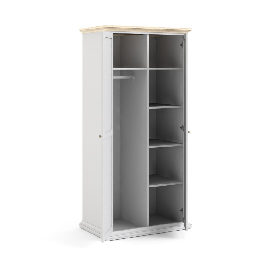 
TVILUM Paris garderobeskab - hvidt laminat, 2 låger, 4 hylder
