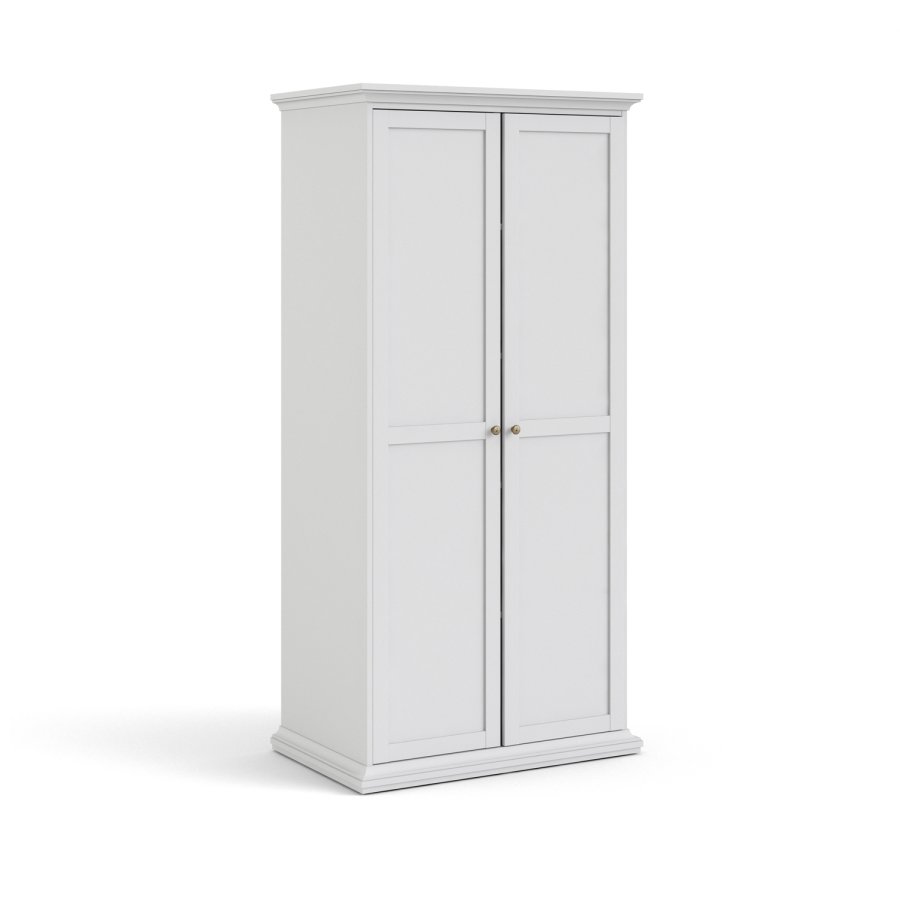 
TVILUM Paris garderobeskab - hvidt laminat, 2 låger, 4 hylder
