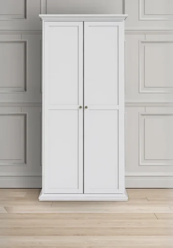 
TVILUM Paris garderobeskab - hvidt laminat, 2 låger, 4 hylder
