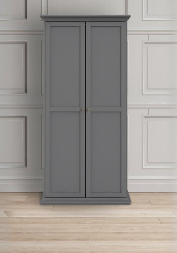 TVILUM Paris garderobe - matt grtt tre, m. 2 drer 