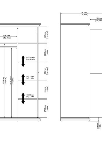 TVILUM Paris garderobe - matt grtt tre, m. 2 drer 