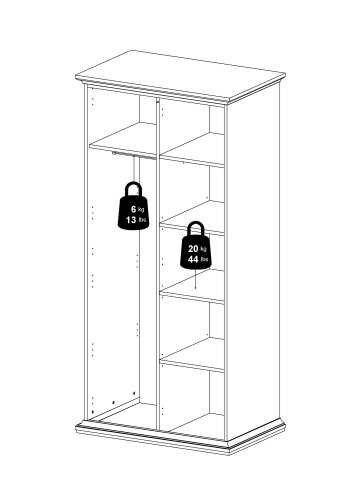 TVILUM Paris garderobe - matt grtt tre, m. 2 drer 