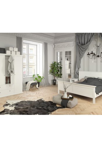 
TVILUM Paris garderobeskab - hvidt træ og laminat, 4 låger og 2 skuffer
