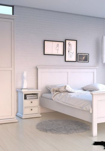 
TVILUM Paris garderobeskab - hvidt træ og laminat, 4 låger og 2 skuffer
