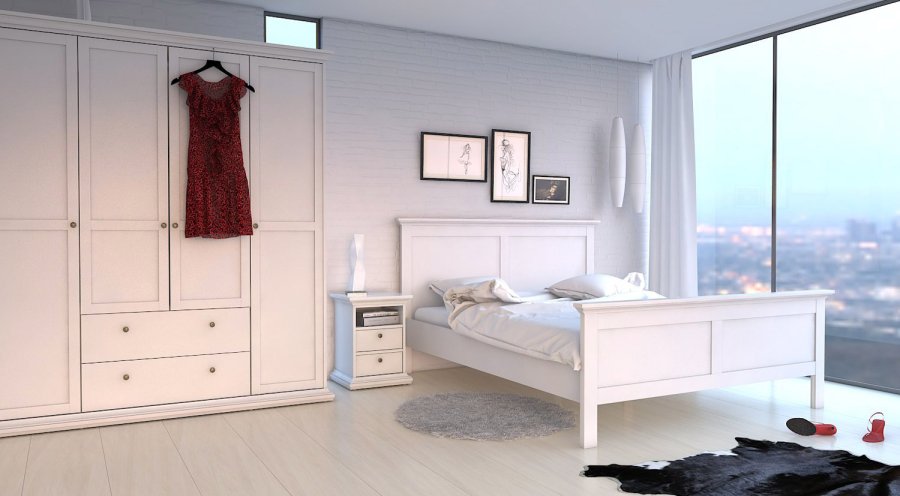 
TVILUM Paris garderobeskab - hvidt træ og laminat, 4 låger og 2 skuffer
