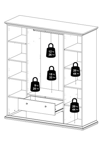 
TVILUM Paris garderobeskab - hvidt træ og laminat, 4 låger og 2 skuffer
