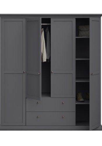 TVILUM Paris garderobe - matt grtt tre, m. 4 drer og 2 skuffer 