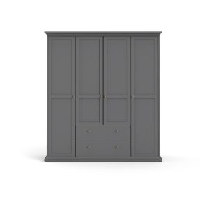 TVILUM Paris garderobeskab - mat gr tr, m. 4 lger og 2 skuffer 