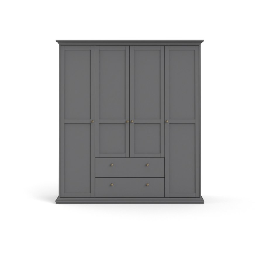 TVILUM Paris garderobe - matt grtt tre, m. 4 drer og 2 skuffer 