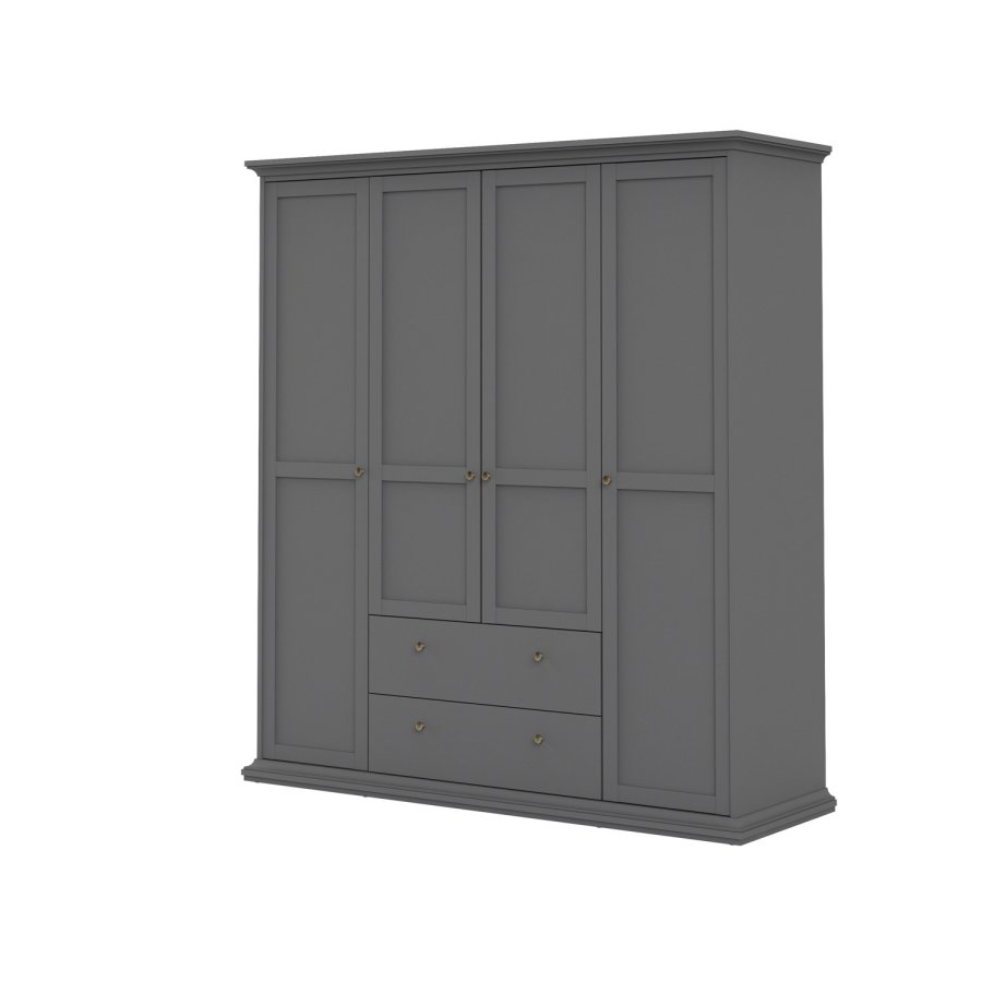 TVILUM Paris garderobe - matt grtt tre, m. 4 drer og 2 skuffer 