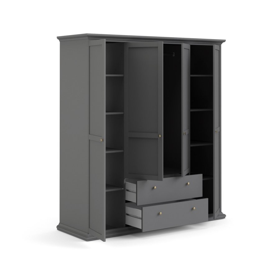 TVILUM Paris garderobe - matt grtt tre, m. 4 drer og 2 skuffer 