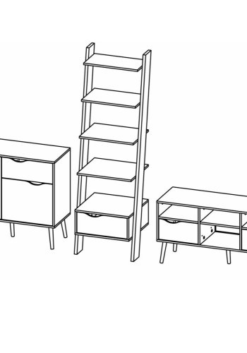 TVILUM Oslo Möbelset, mit 2 Türen und 4 Schubladen - Weiß und Naturfolie (H: cm x cm x cm)