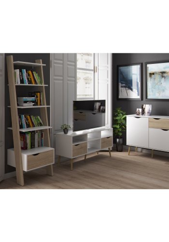 TVILUM Oslo Möbelset, mit 2 Türen und 4 Schubladen - Weiß und Naturfolie (H: cm x cm x cm)