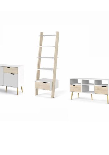 TVILUM Oslo Möbelset, mit 2 Türen und 4 Schubladen - Weiß und Naturfolie (H: cm x cm x cm)