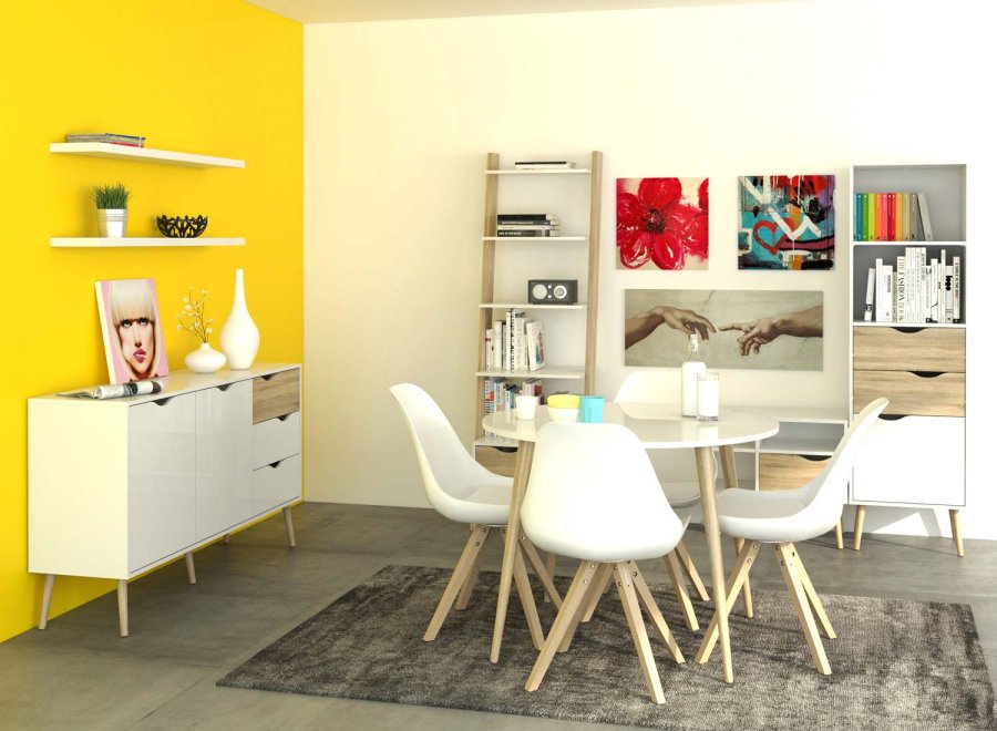 
TVILUM Delta reol - hvid egestruktur, 2 skuffer og 1 låge
