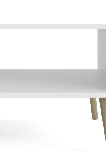 
TVILUM Delta sofabord - rektangulært, hvidt egtræ, med skuffe
