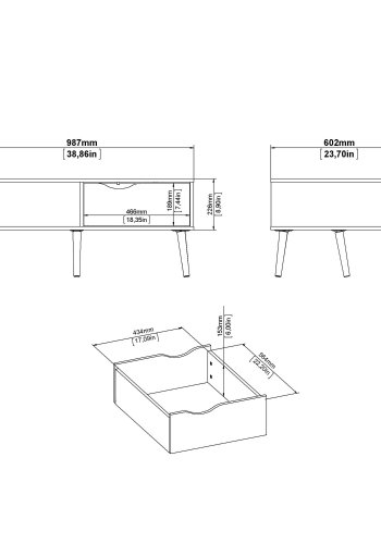 
TVILUM Delta sofabord - rektangulært, hvidt egtræ, med skuffe
