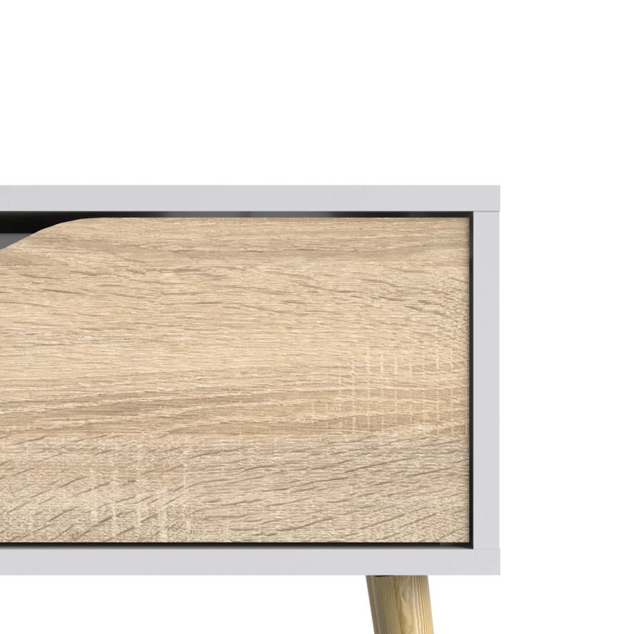 
TVILUM Delta sofabord - rektangulært, hvidt egtræ, med skuffe
