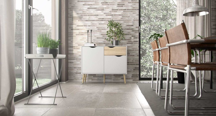 
TVILUM delta skænk - hvid, naturtræ med 2 låger og 1 skuffe
