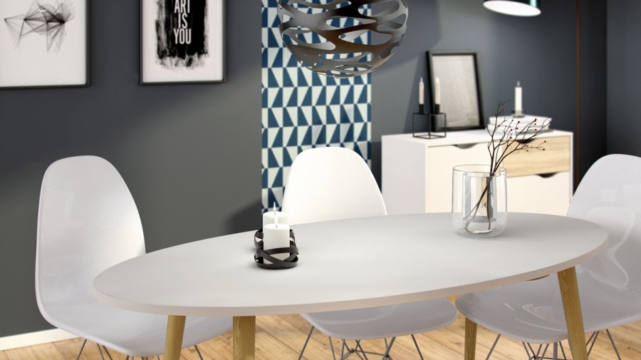 
TVILUM delta skænk - hvid, naturtræ med 2 låger og 1 skuffe
