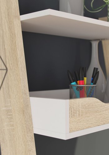 TVILUM Delta Schreibtisch - weiß/Eichenstrukturholz mit 2 Schubladen