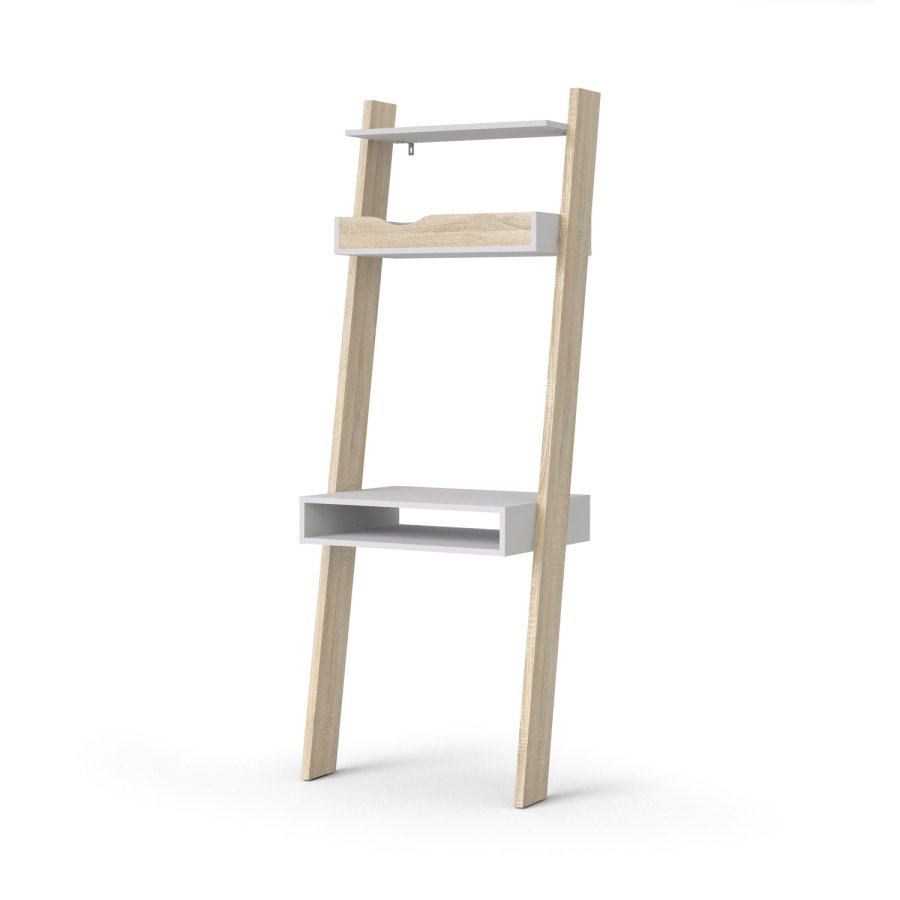 TVILUM Delta Schreibtisch - weiß/Eichenstrukturholz mit 2 Schubladen