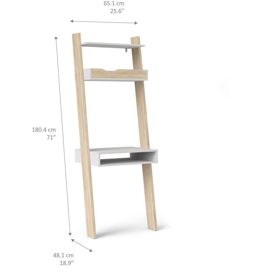 TVILUM Delta Schreibtisch - weiß/Eichenstrukturholz mit 2 Schubladen
