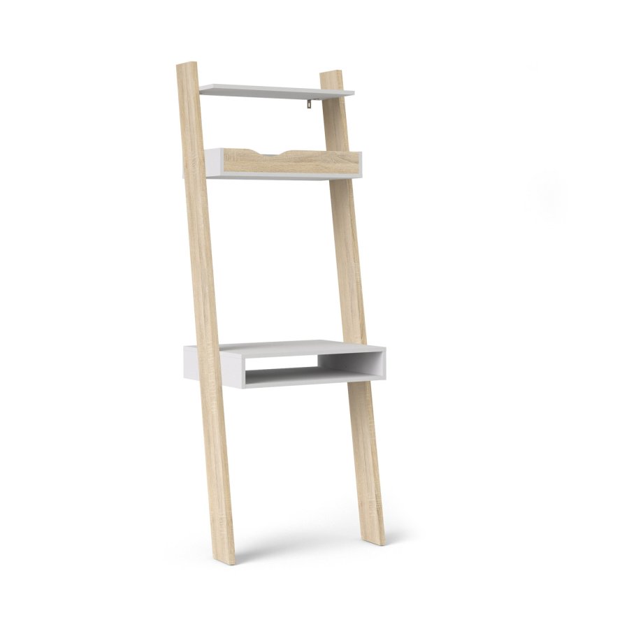 TVILUM Delta Schreibtisch - weiß/Eichenstrukturholz mit 2 Schubladen