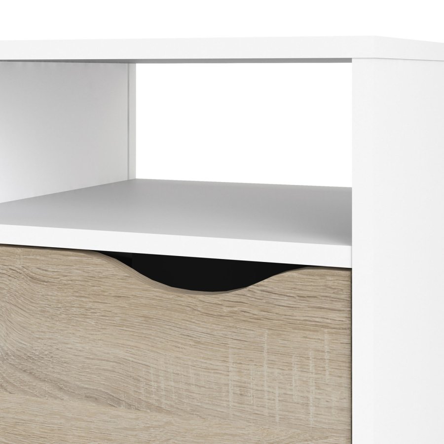 
TVILUM Delta TV-bord - hvid/egestruktur, 2 skuffer og 4 rum
