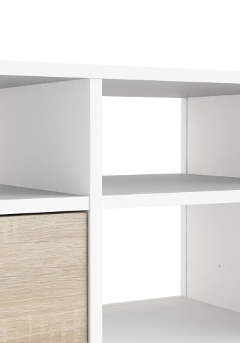 
TVILUM Delta TV-bord - hvid/egestruktur, 2 skuffer og 4 rum
