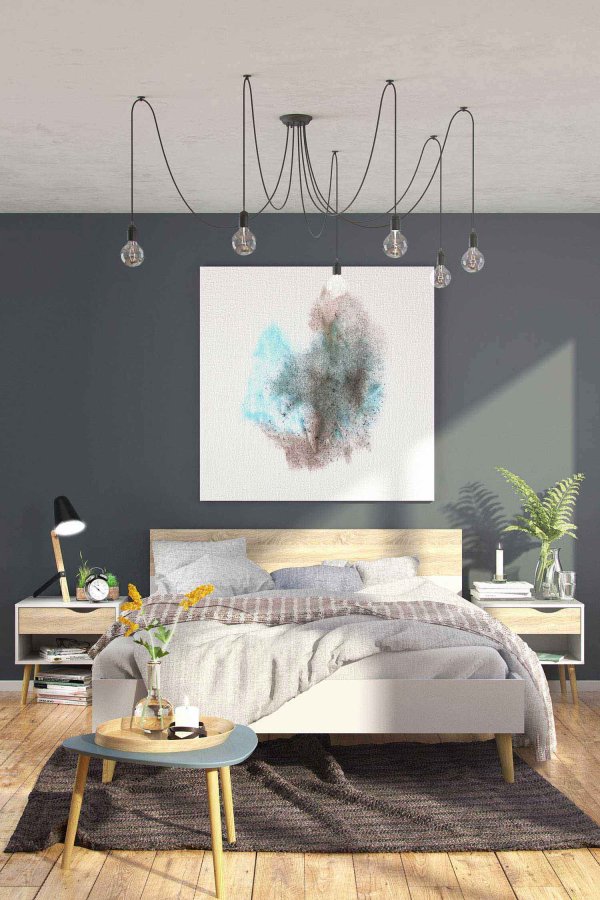 TVILUM Delta sngbord - vit / ek struktur, med 1 lda