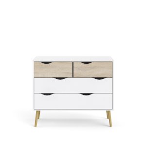 TVILUM Delta kommode - hvid egetrstruktur, med 4 skuffer