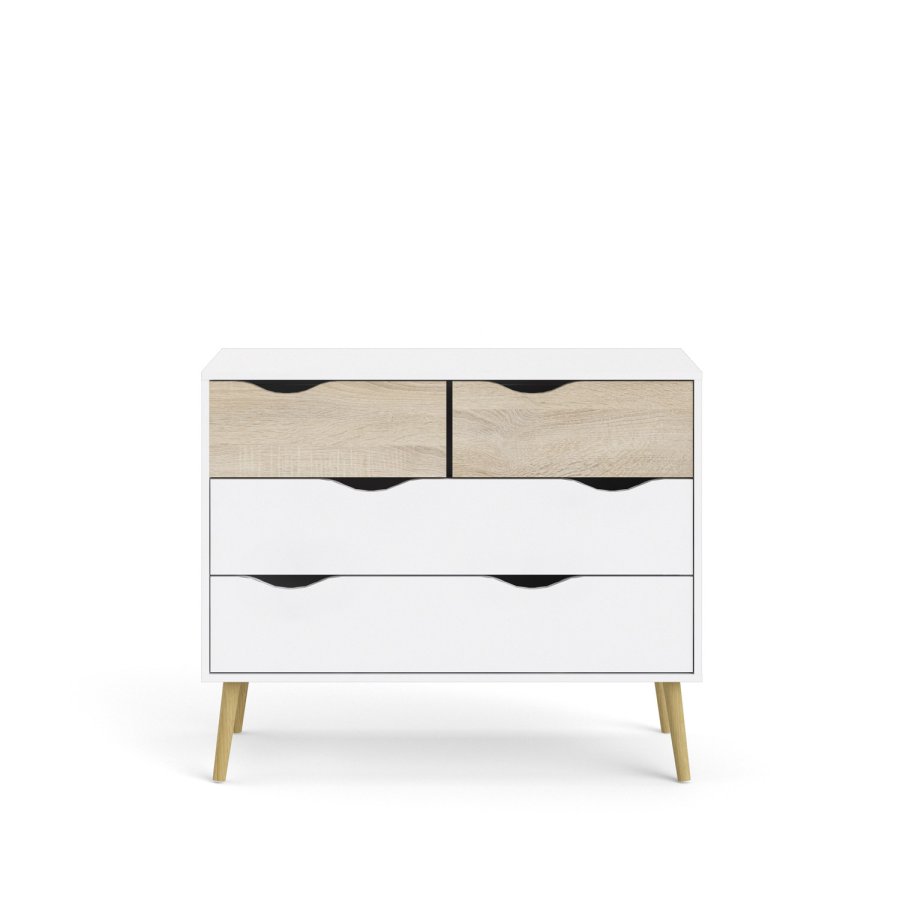 
TVILUM Delta kommode - hvid egetræstruktur, med 4 skuffer
